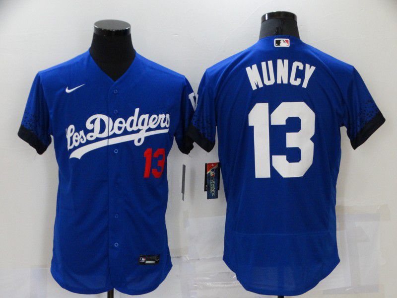 Men Los Angeles Dodgers 13 Muncy Blue City Edition Elite Nike 2021 MLB Jersey